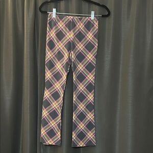Plaid Kids Leggings - Gray and Pink
